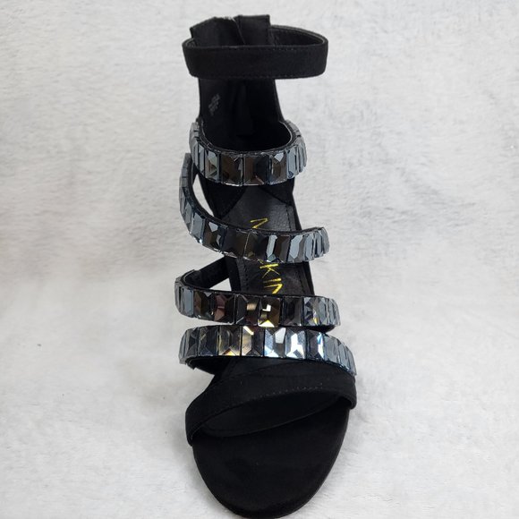 Black Multi Strap 4.5" High Heel Shoes - Picture 2 of 11